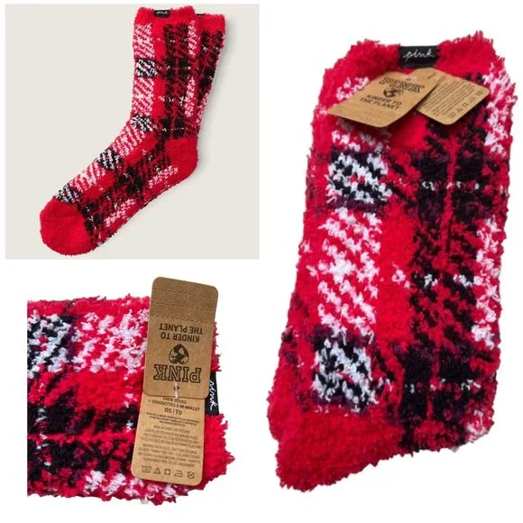 Victoria's Secret PINK FUZZY MID-CALF SOCK MARSHMALLOW KNIT Sherpa SOCKS Choose - Picture 2 of 5